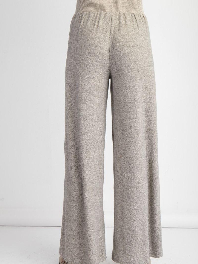 EASEL BLACK  BRUSHED HACCI LOUNGE PANTS, MATCHING SET, WIDE STRAIGHT LEG, RELAXED AND LOOSE FIT
