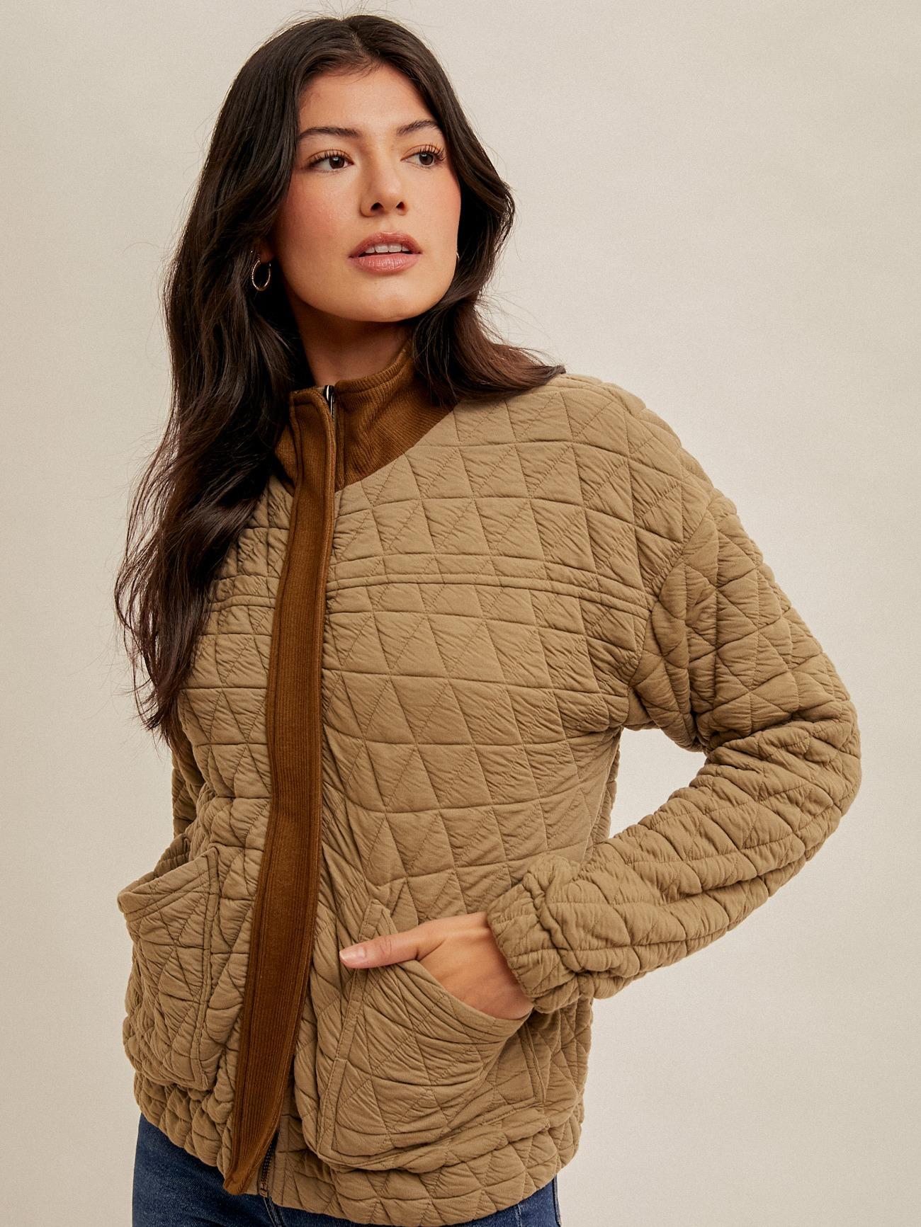 QUILTED BOMBER JACKET WITH POCKETS shacket jacket