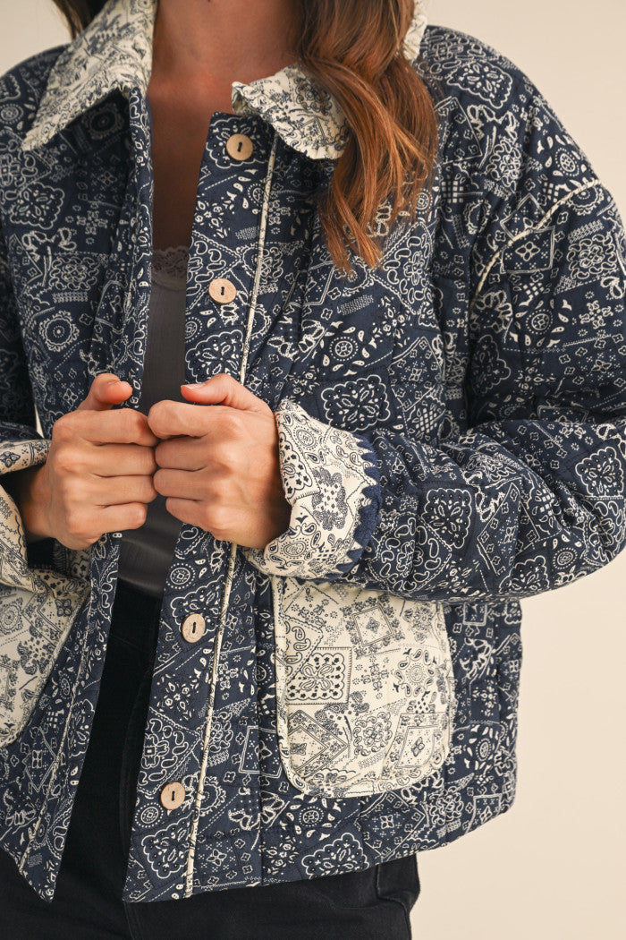 Quilted Bandana Print Jacket