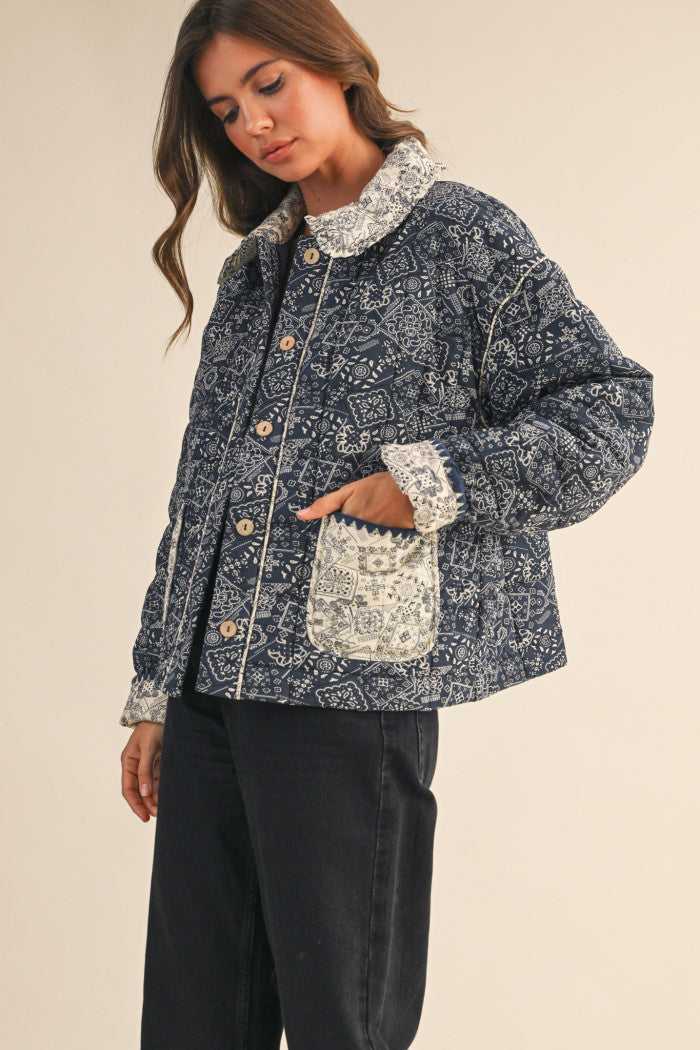 Quilted Bandana Print Jacket