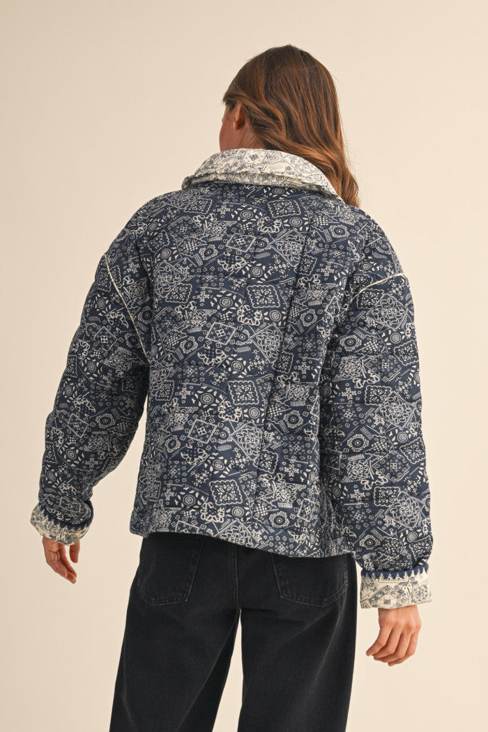 Quilted Bandana Print Jacket