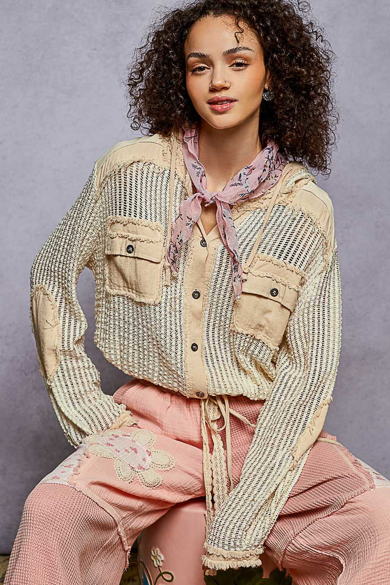 Pol Jacket Open Knit Button Down