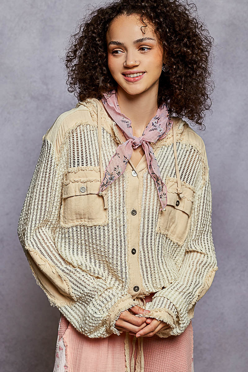 Pol Jacket Open Knit Button Down