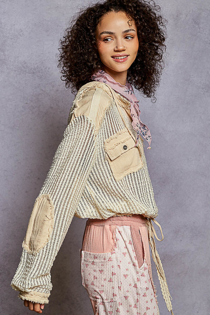 Pol Jacket Open Knit Button Down