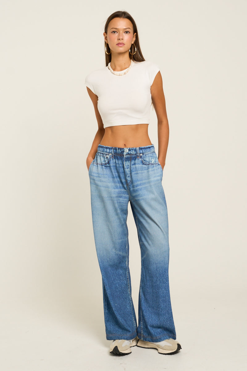 Denim French Terry Pants