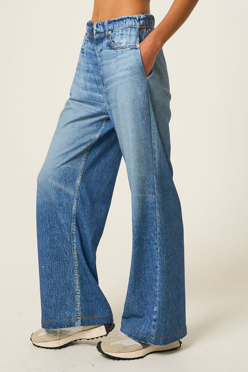 Denim French Terry Pants