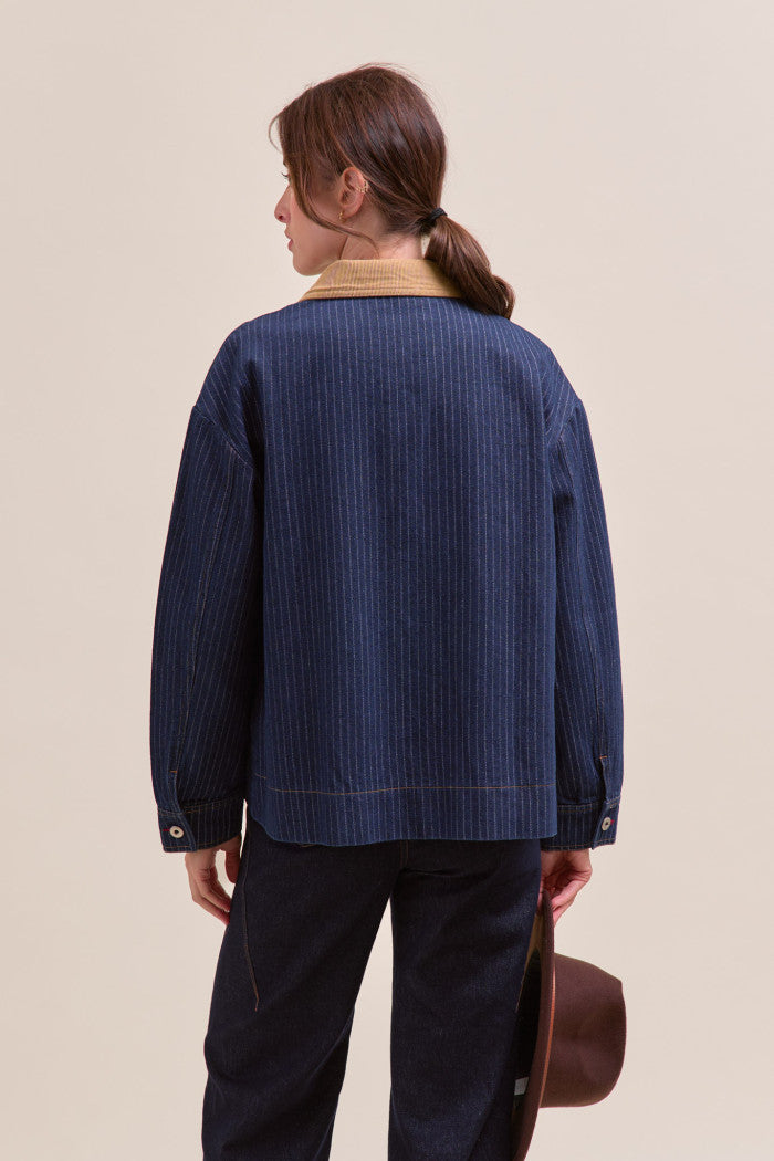 Pinstripe Denim Jacket