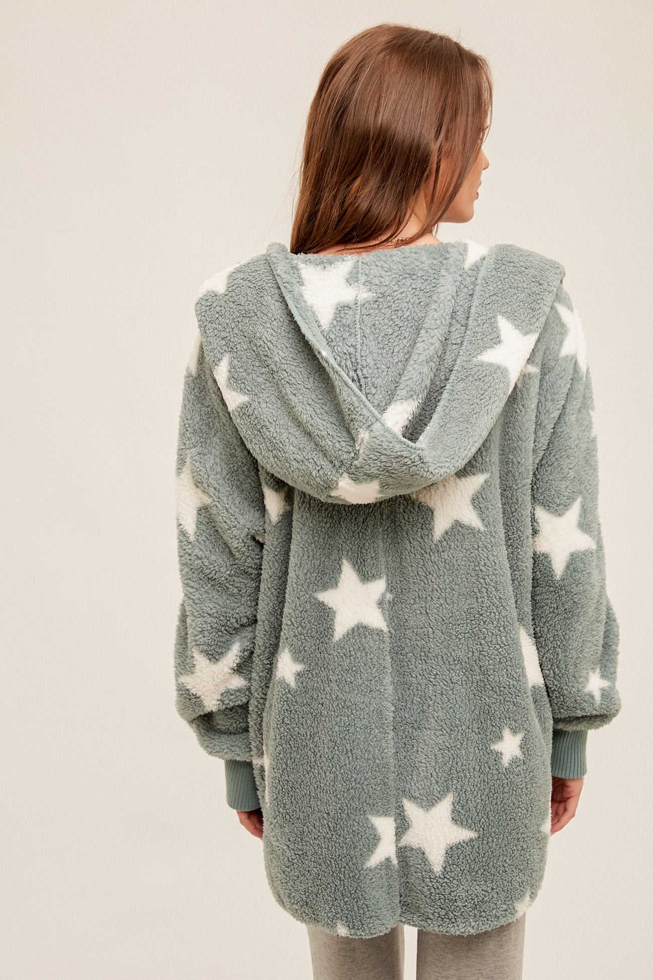 Star Print Both Sides Soft Hooded Jacket