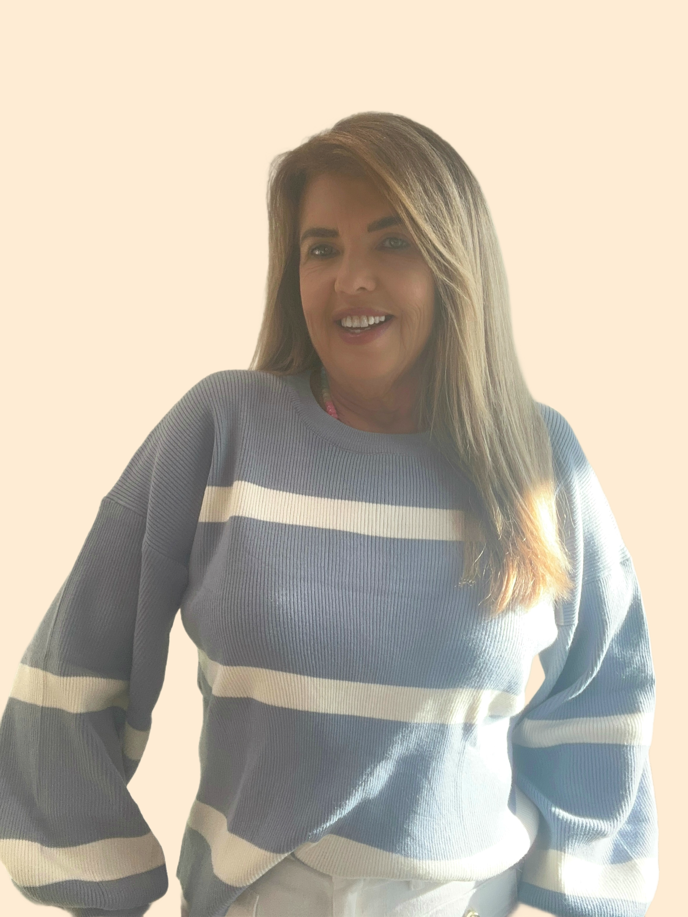 Dusty Blue Two Tone Loose Knit Sweater