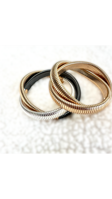 Mixed Metal Stretch Twisted Snake Bracelets