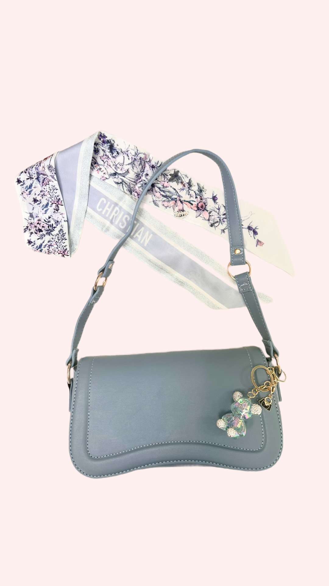 Smooth Should Bag Bundle with Scarf and Teddy Bear Charm