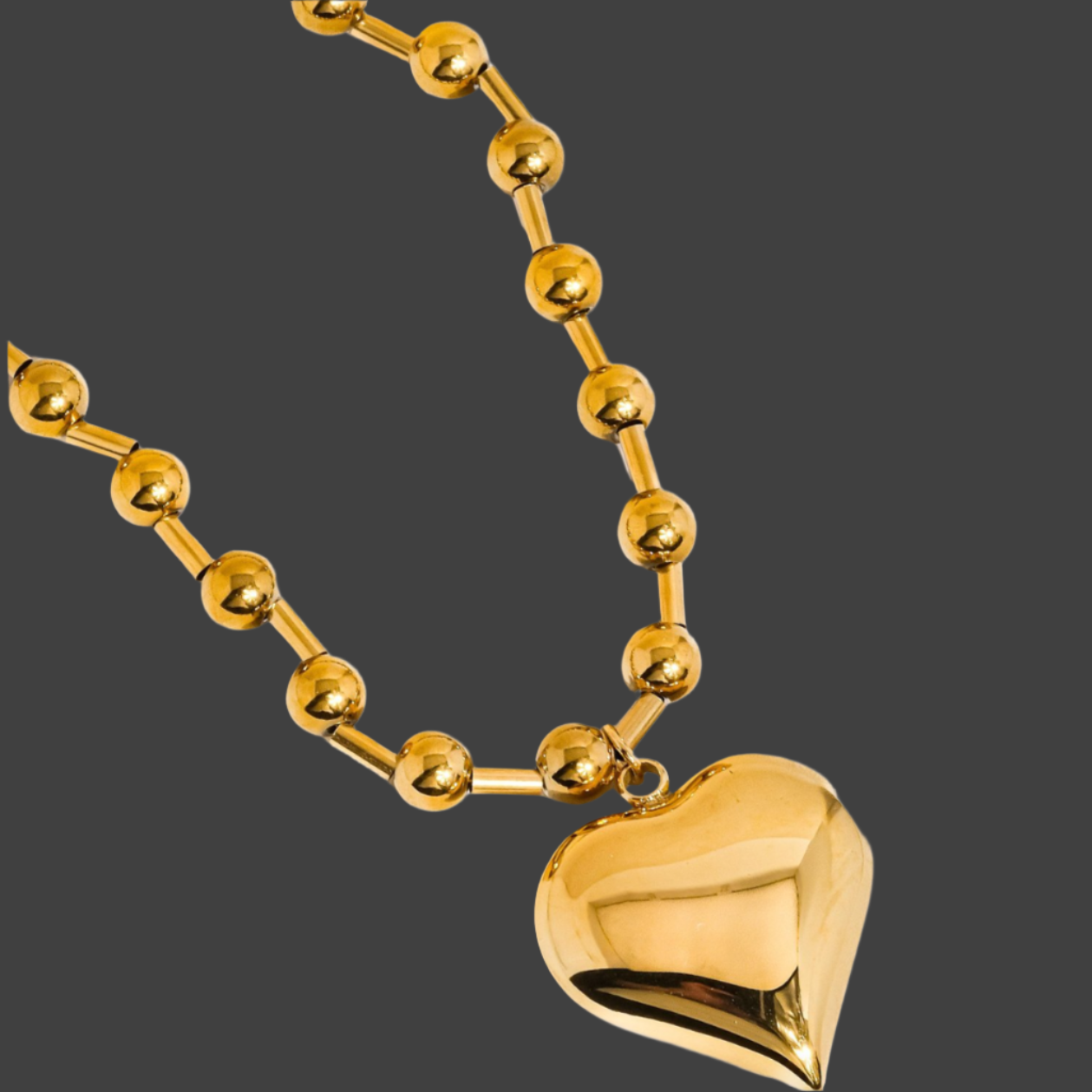 Paris Gold/Silver Necklace with Large Heart  Pendant