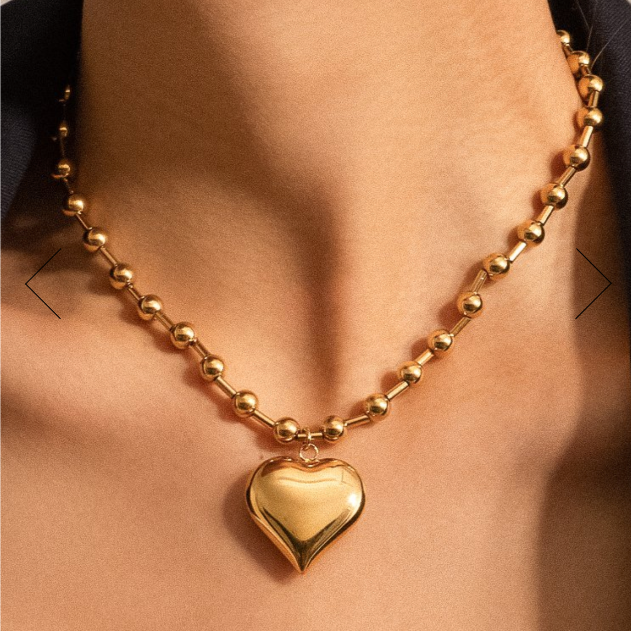 Paris Gold/Silver Necklace with Large Heart  Pendant