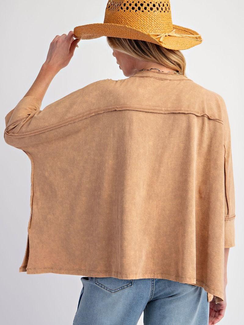 Floral Star Mineral Wash Top, Color Chai Latte long sleeve