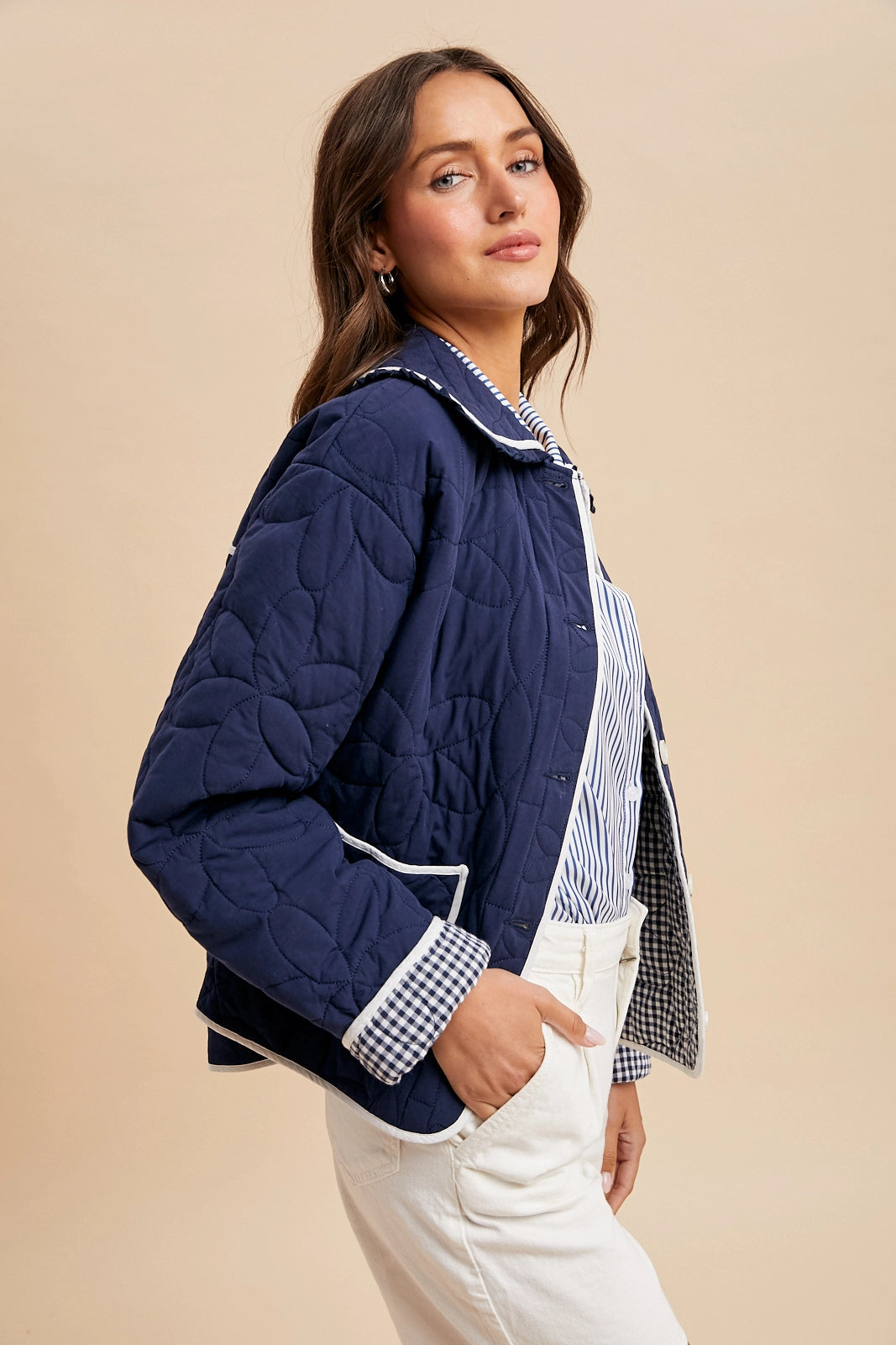 Floral Quilted Collared Jacket