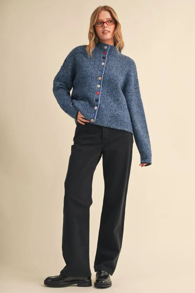 Striped Button Down Sweater Cardigan
