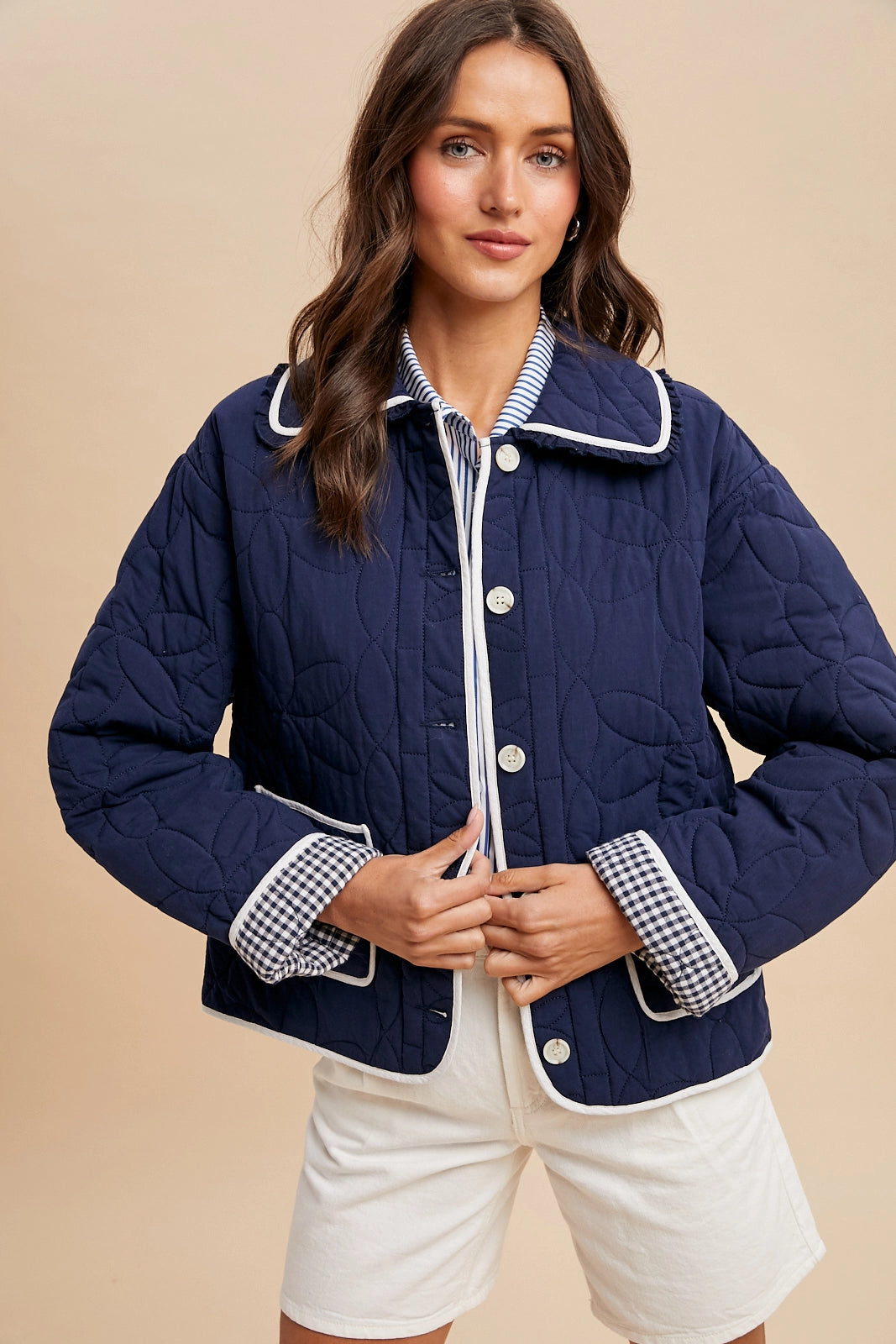 Floral Quilted Collared Jacket