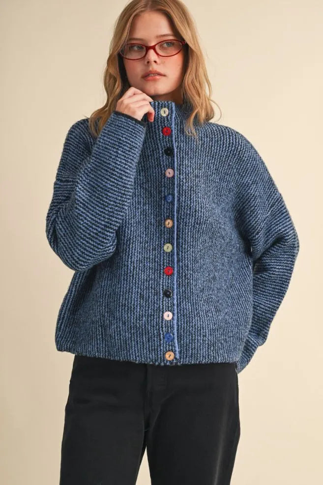 Striped Button Down Sweater Cardigan
