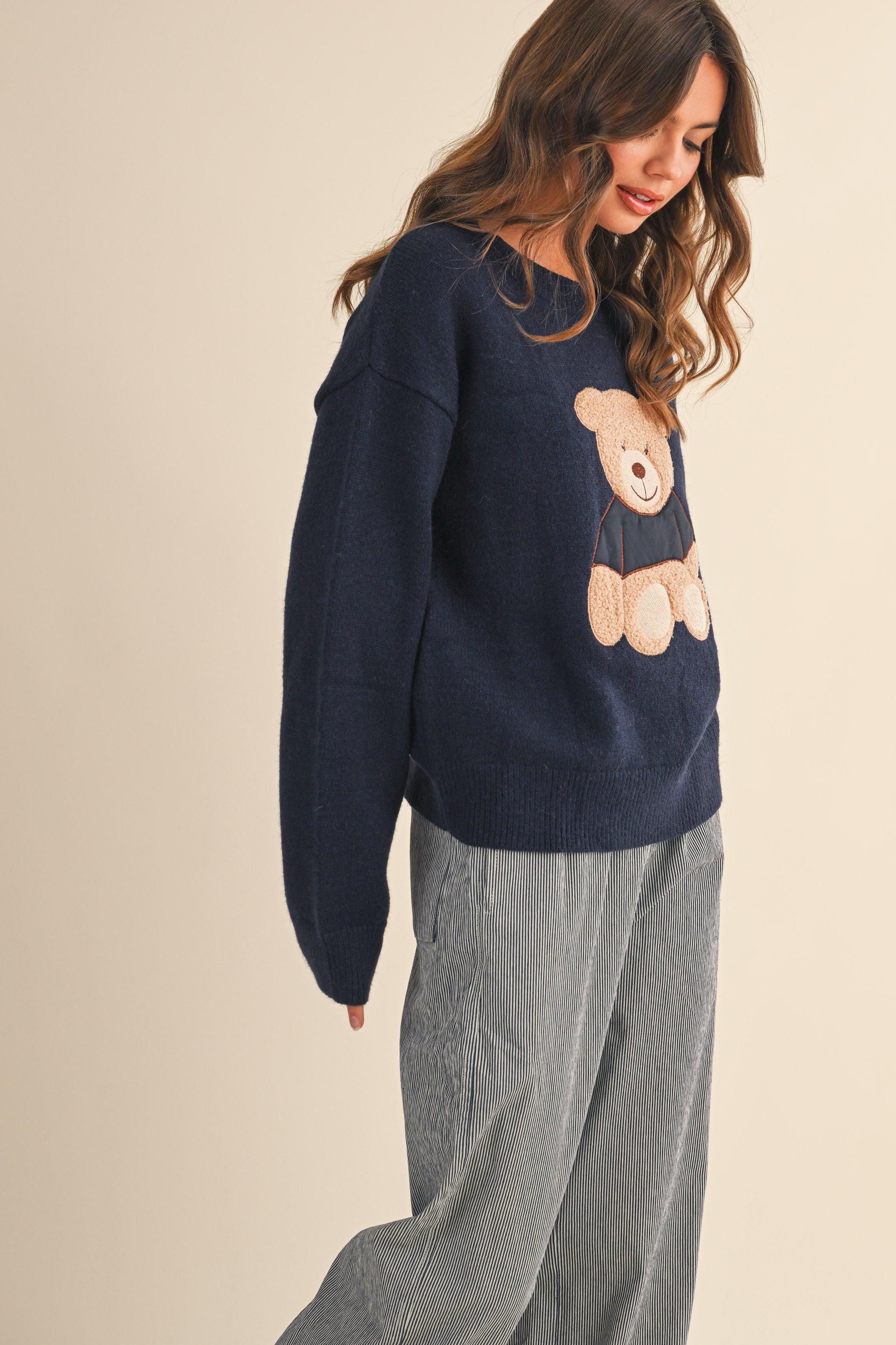 Teddy Bear  Navy Longsleeve Sweater