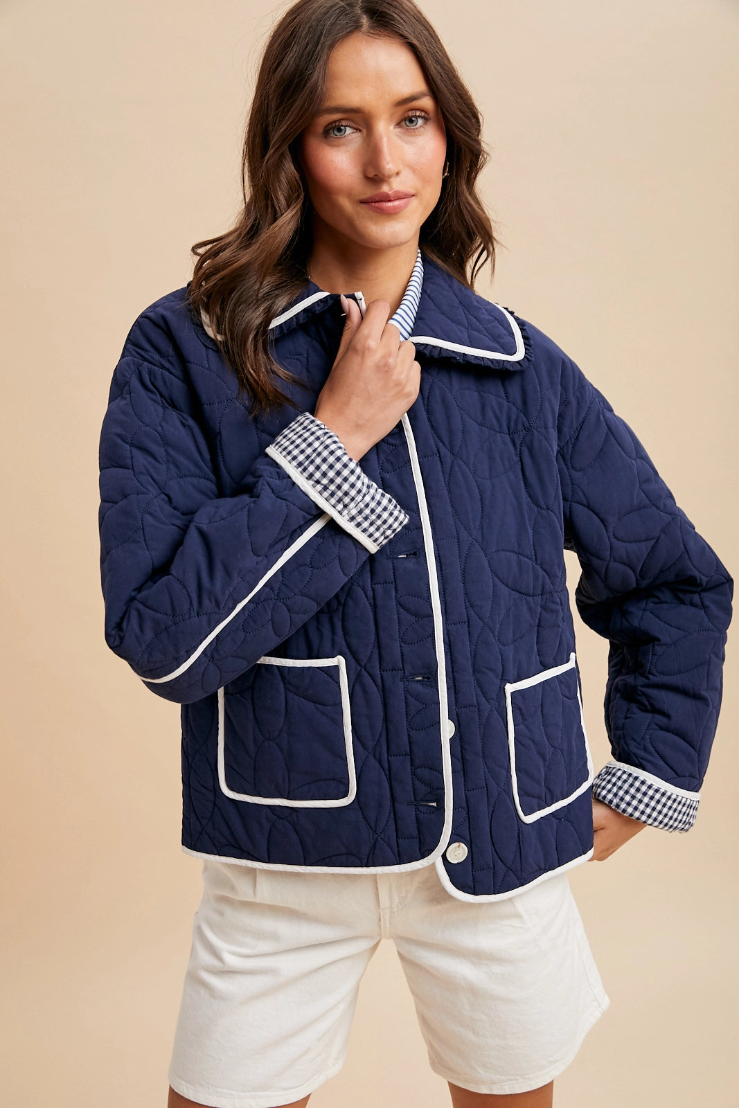 Floral Quilted Collared Jacket