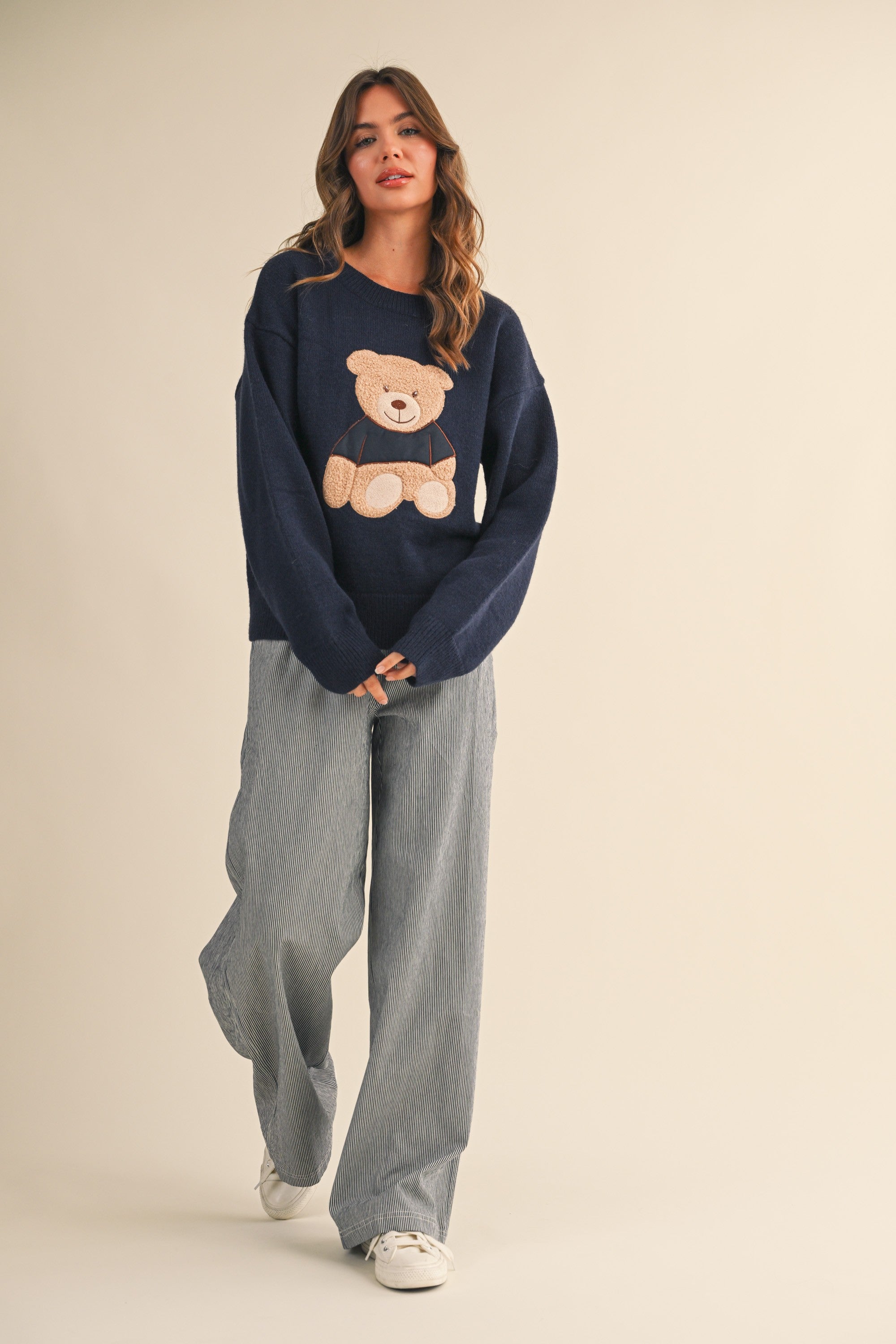 Teddy Bear  Navy Longsleeve Sweater