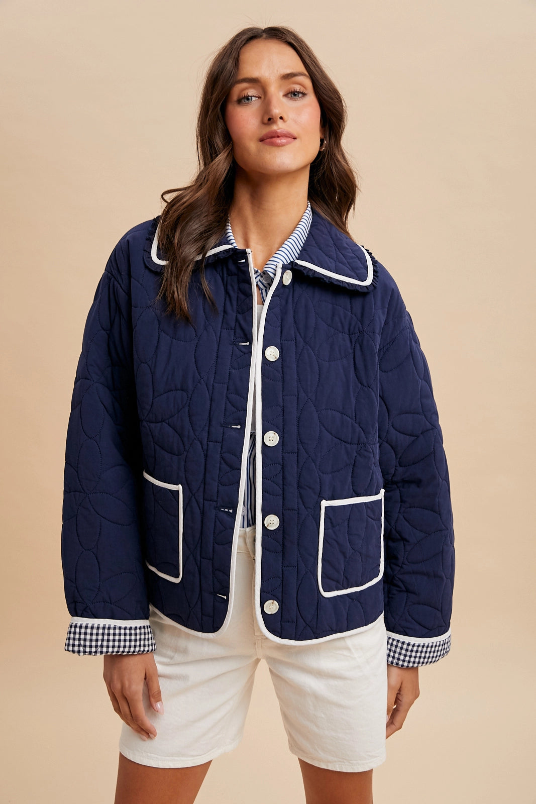 Floral Quilted Collared Jacket