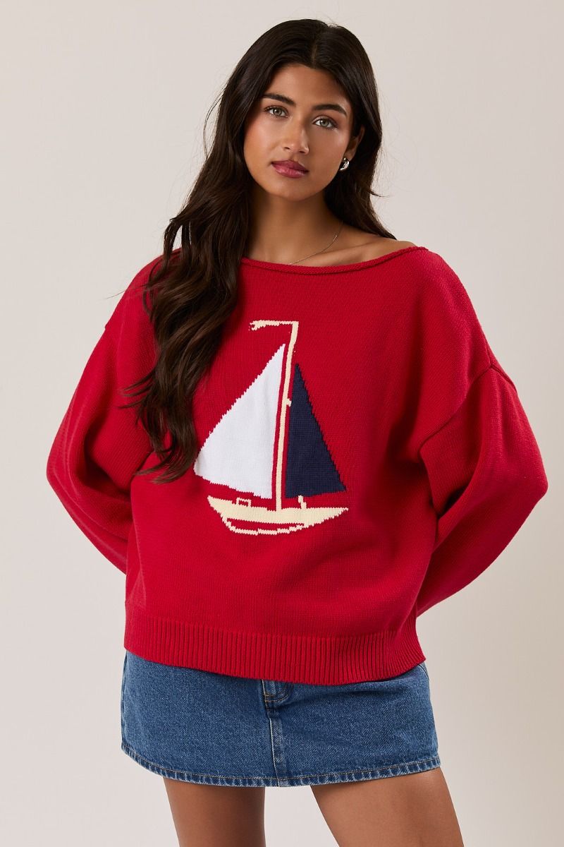 Boat Neck Sweater Top