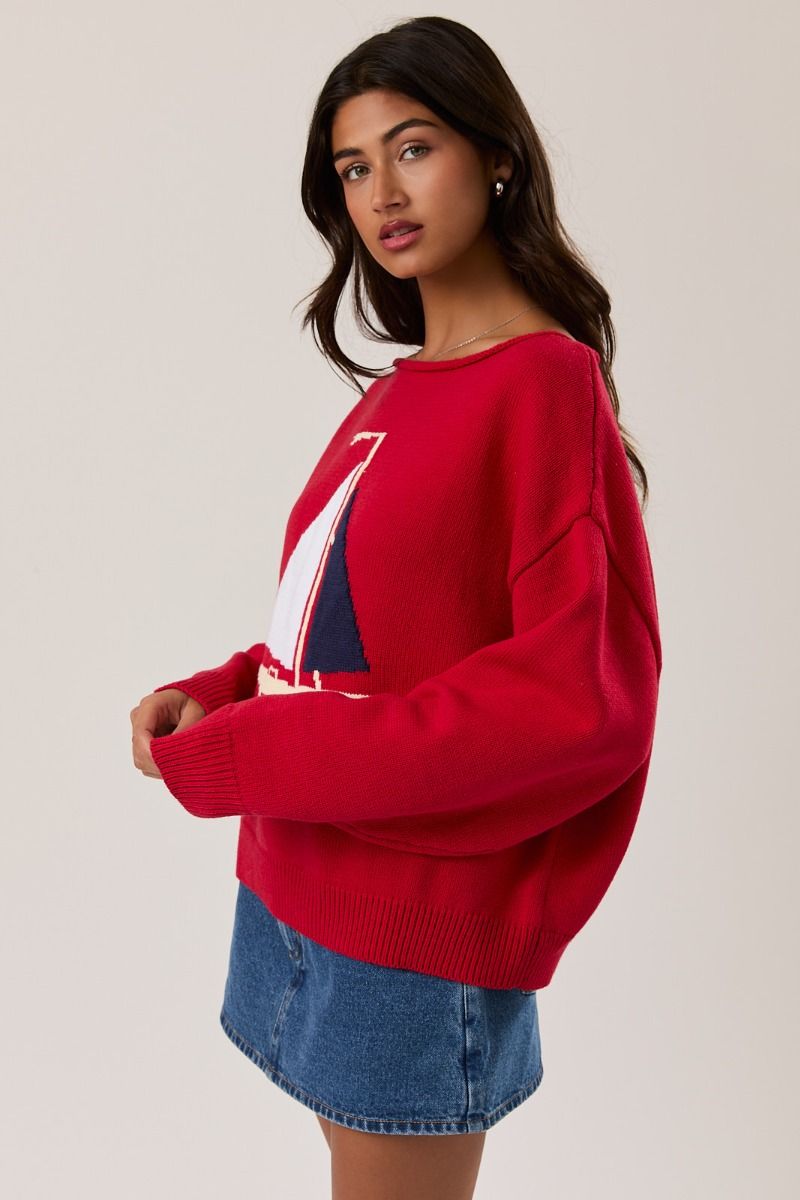 Boat Neck Sweater Top