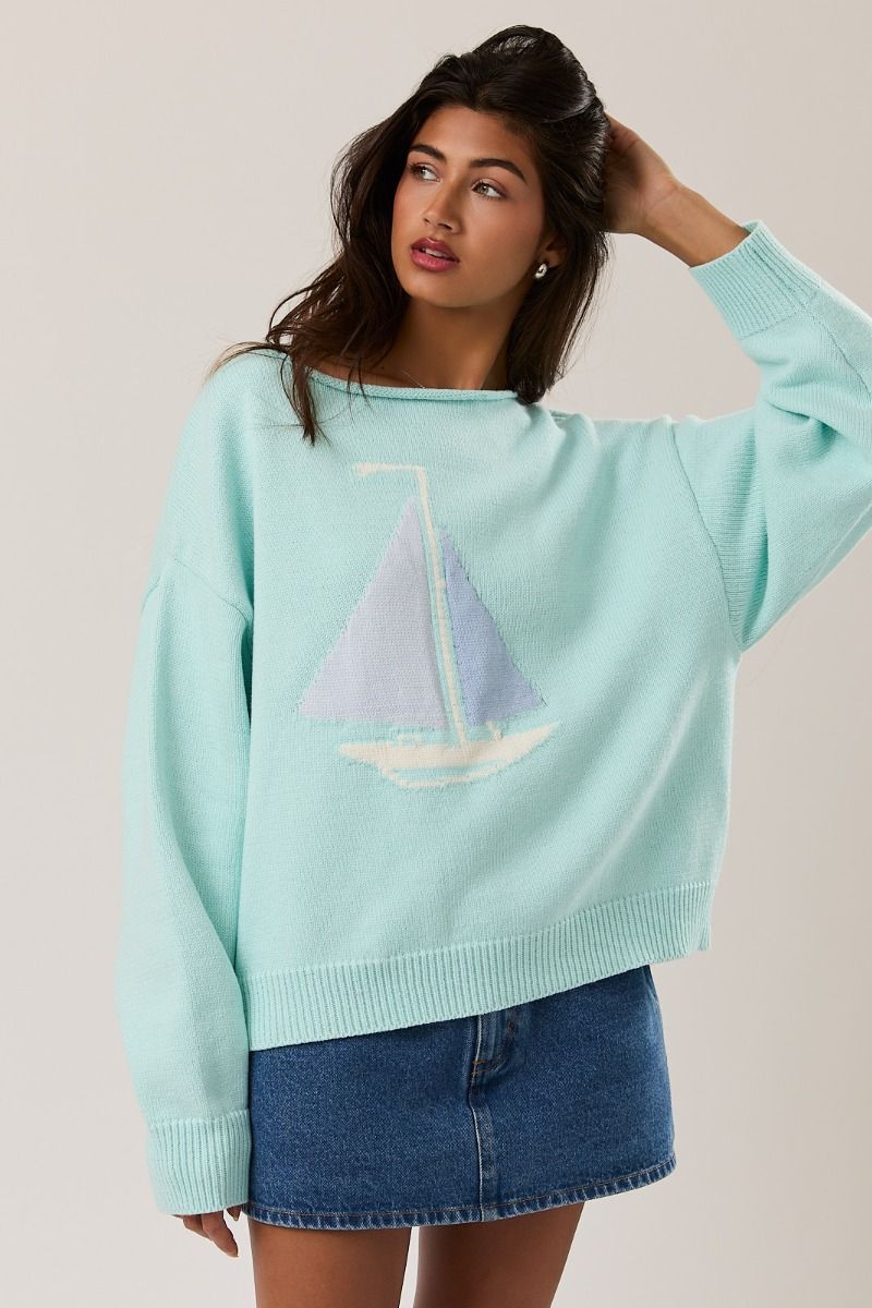Boat Neck Sweater Top