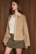 Shacket with Gingham Contrast Detailing in Two Color