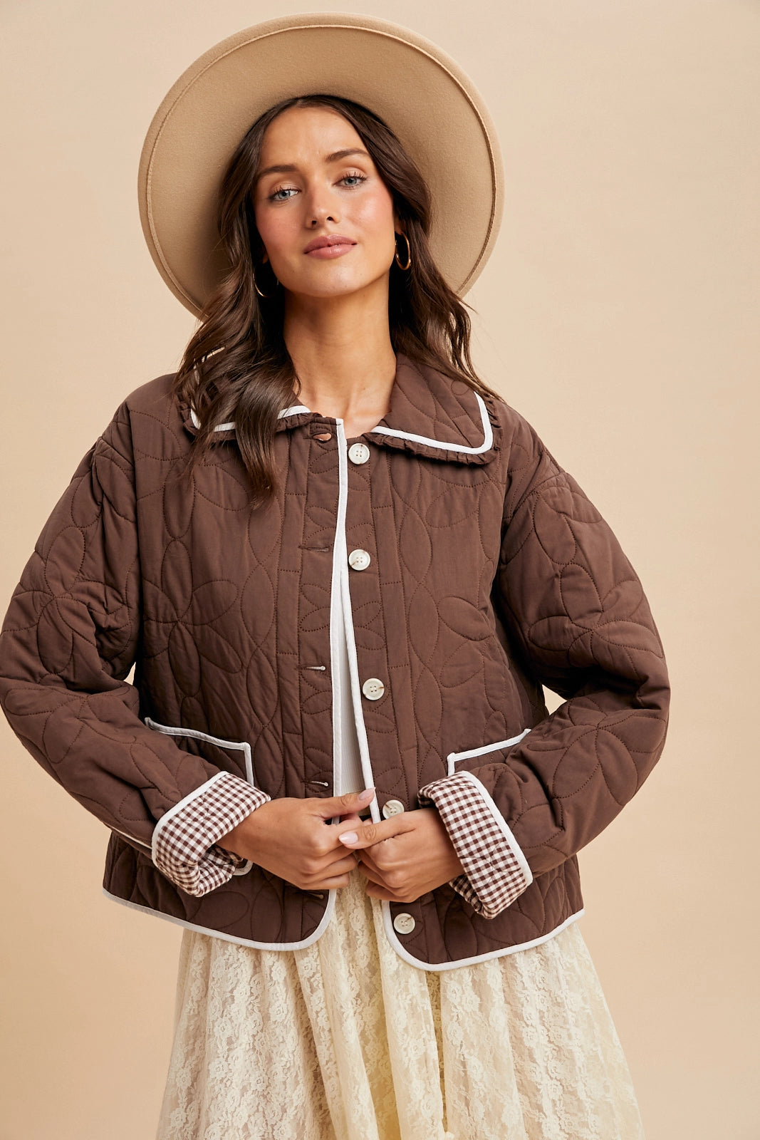 Floral Quilted Collared Jacket