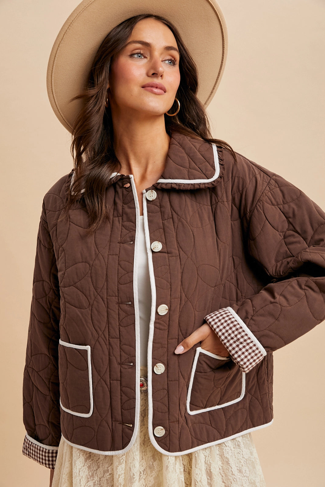 Floral Quilted Collared Jacket