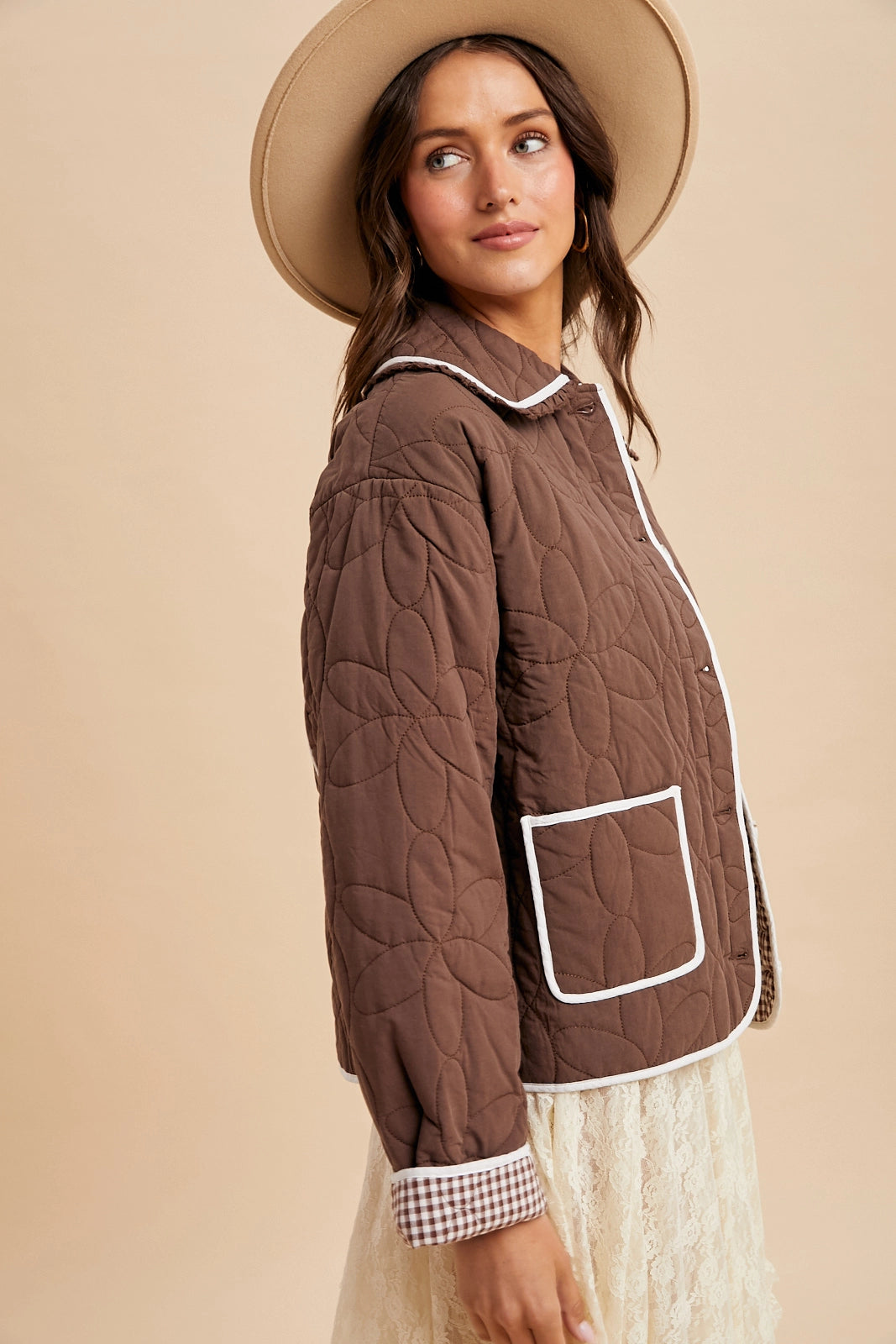 Floral Quilted Collared Jacket