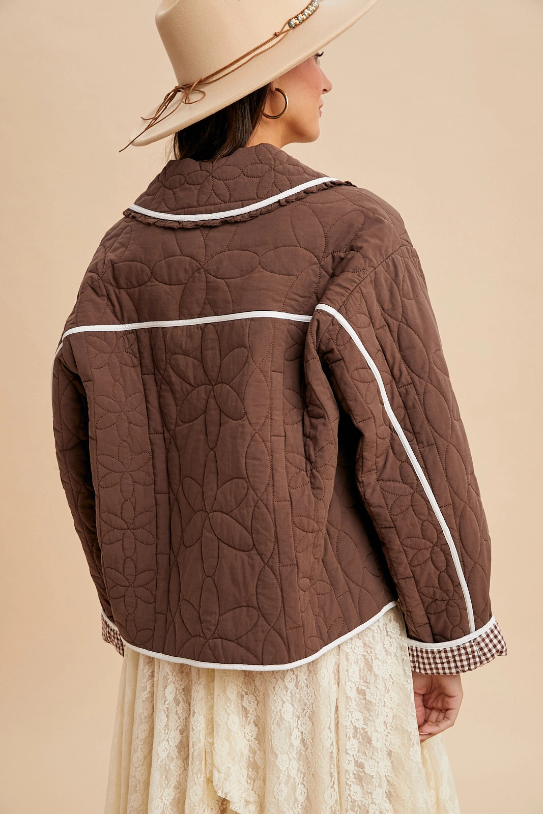 Floral Quilted Collared Jacket