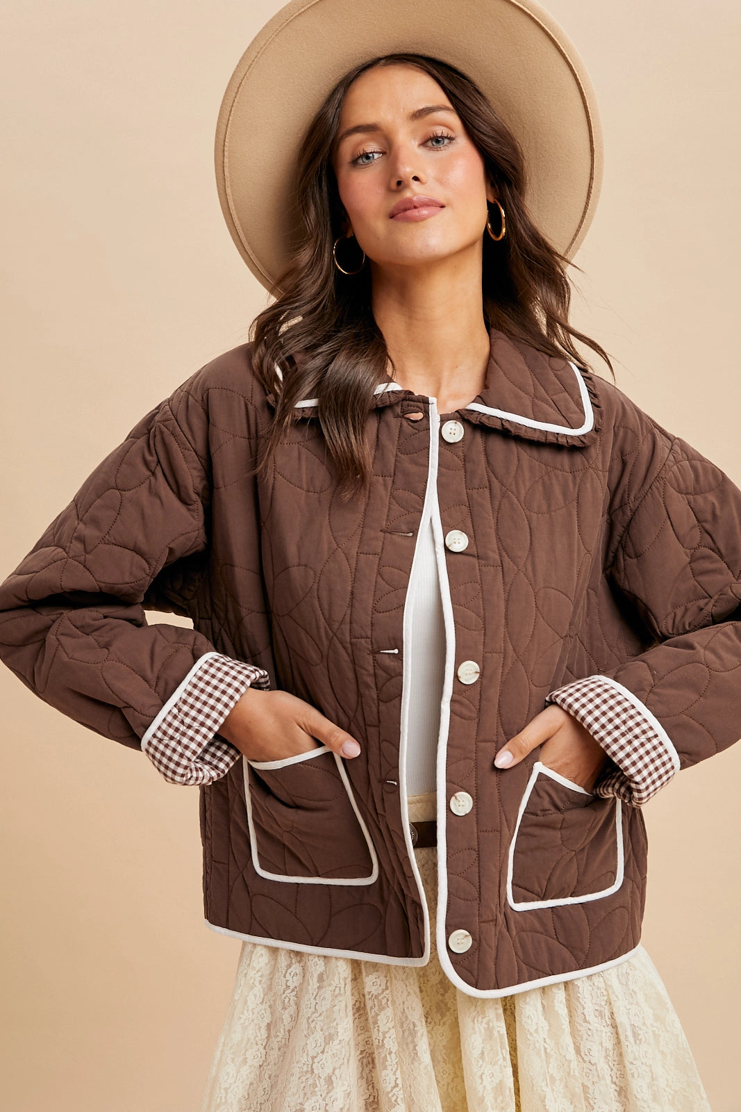 Floral Quilted Collared Jacket
