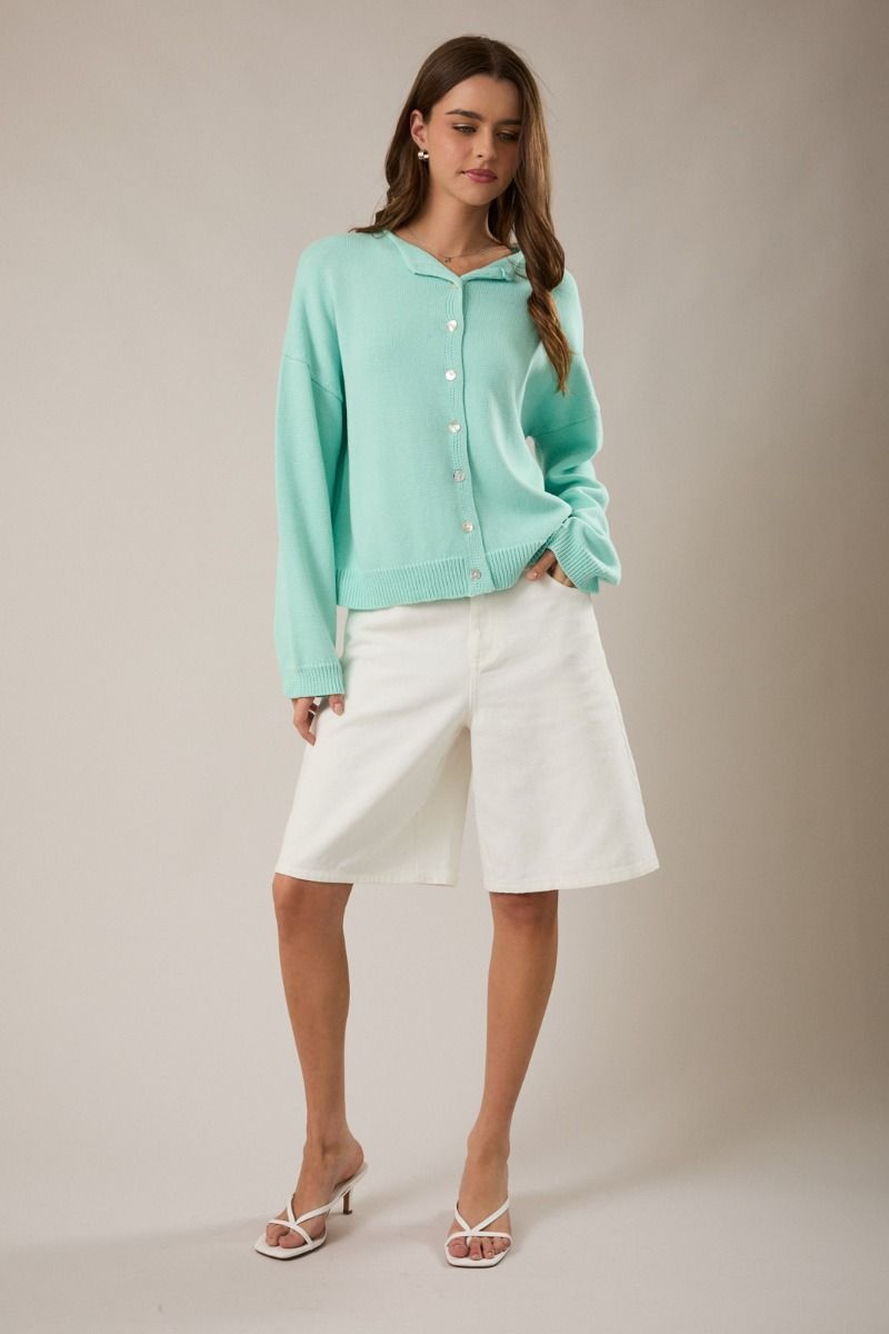 Breezy Mint Sweater Cardigan