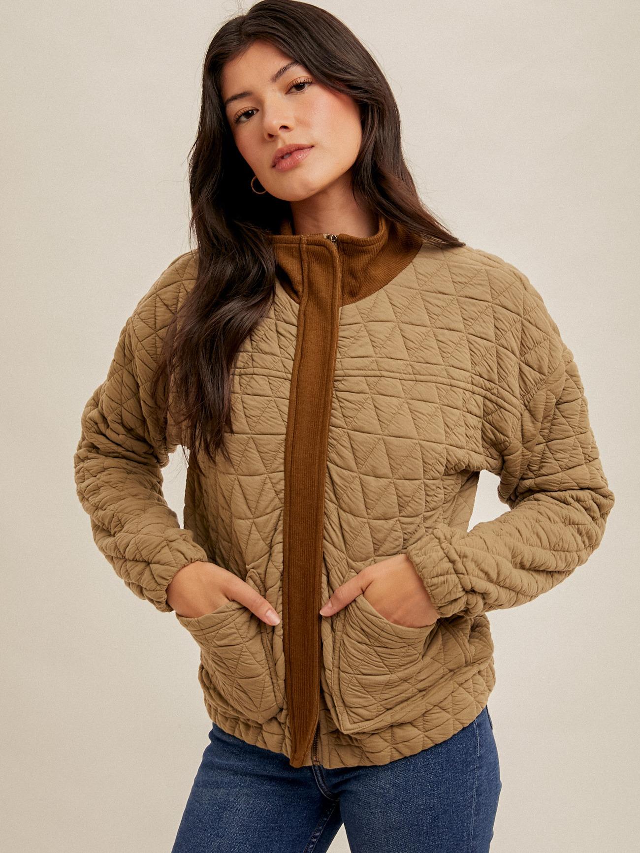 QUILTED BOMBER JACKET WITH POCKETS shacket jacket