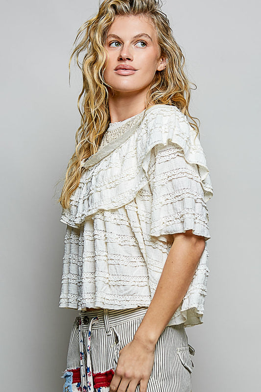 Round Neck Lace Top with Crochet Details