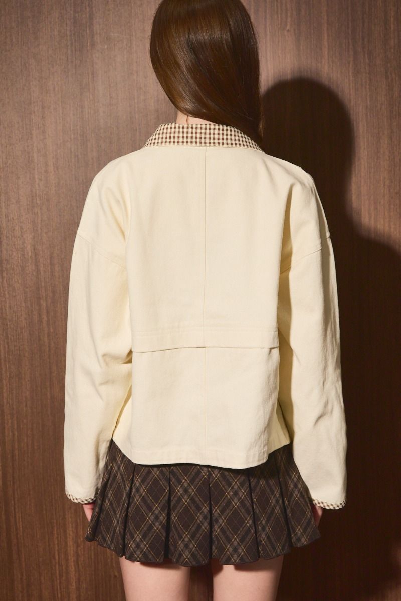 Shacket with Gingham Contrast Detailing in Two Color