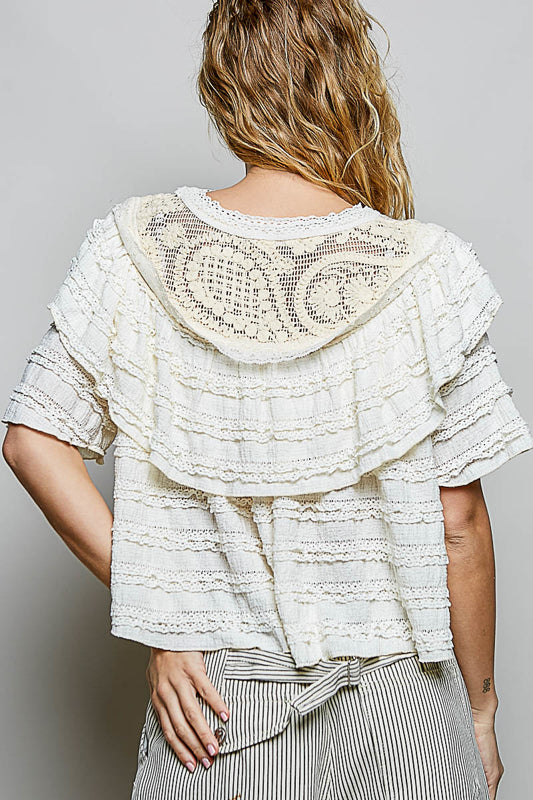 Round Neck Lace Top with Crochet Details