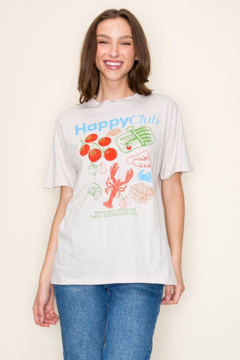 Happy Club Foodie Oversized Graphic Top