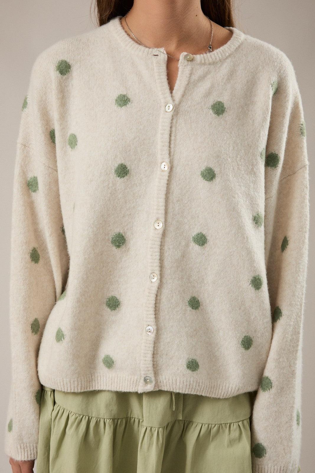 Polka Dot Long Sleeve Sweater Cardigan