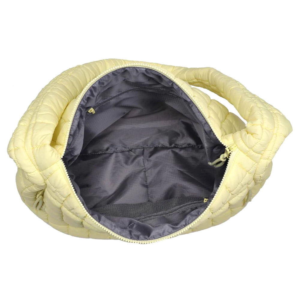 Quilted Carryall Hobo Bag with Zip - Lightweight & Slouchy Design Quilted for Gym & Beyond - Includes Exterior Zip Pockets & Mesh Slip Pockets