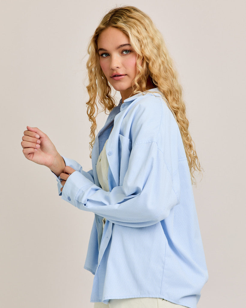 Striped Oversize Light Blue Shirt