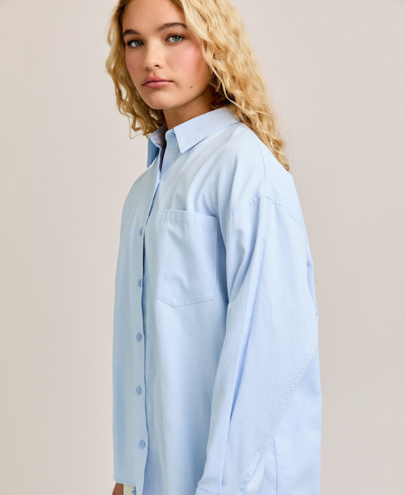Striped Oversize Light Blue Shirt
