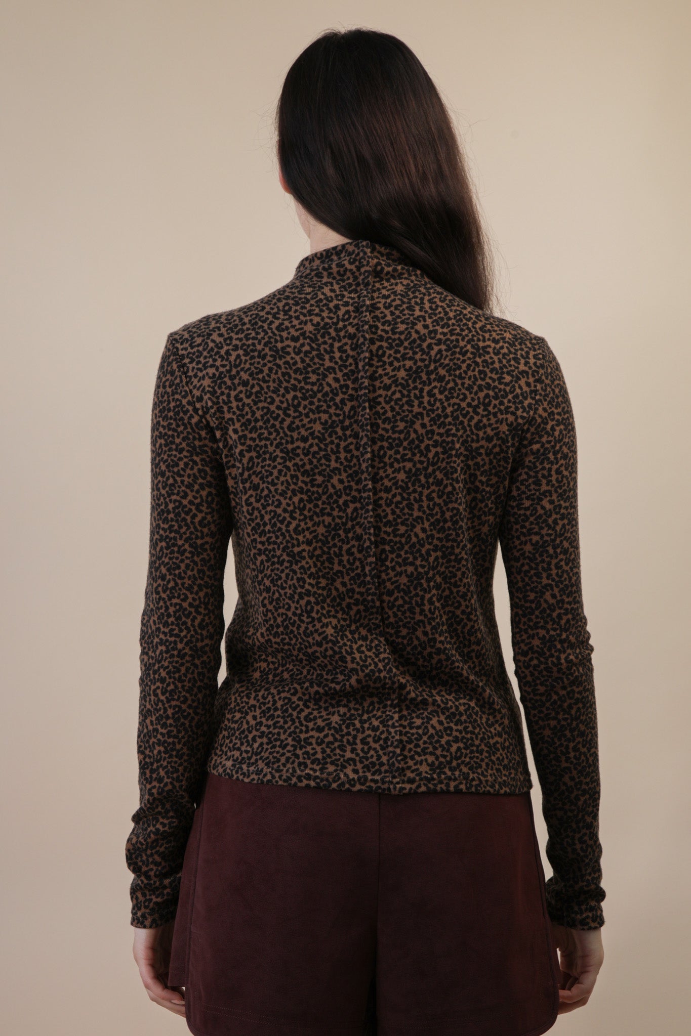 Long Sleeve Mock-Neck Mocha Leopard Top