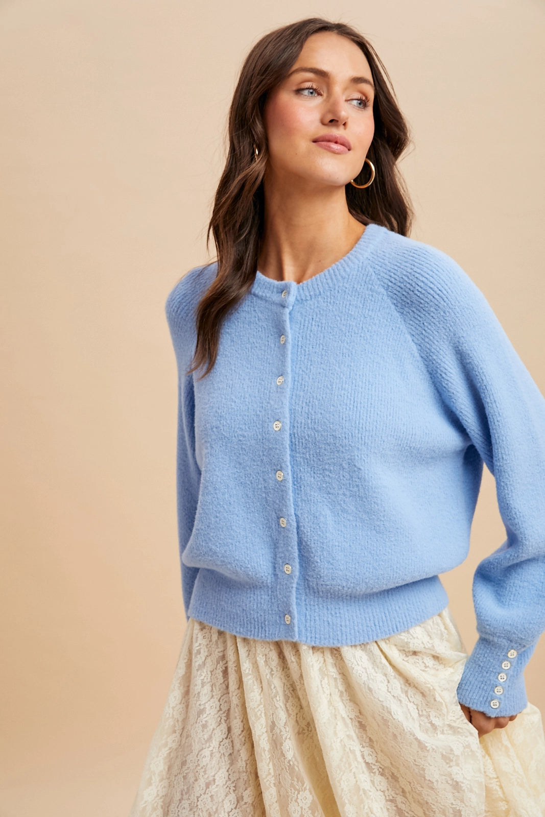 Fuzzy Ribbed Knitted Cardigan