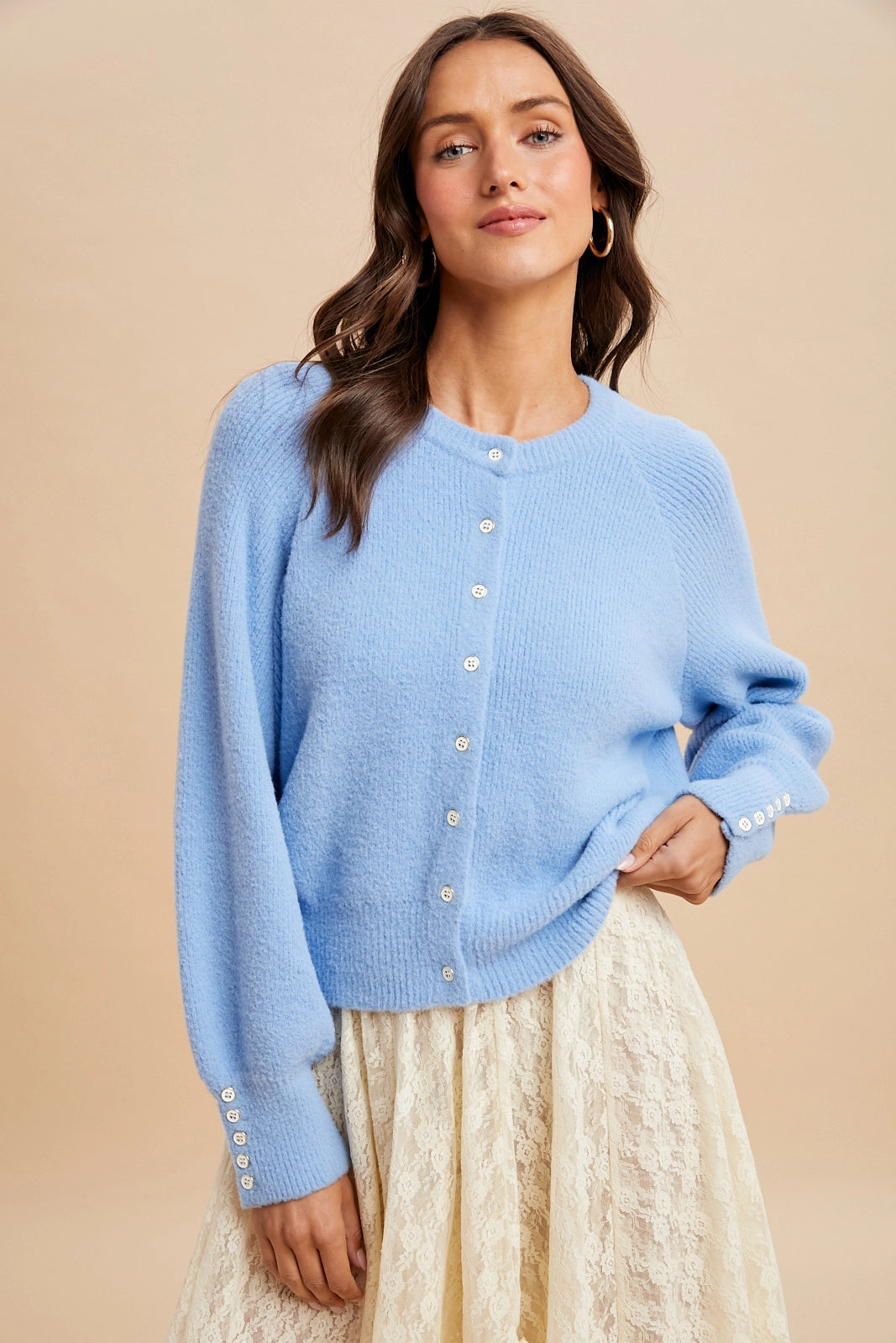 Fuzzy Ribbed Knitted Cardigan