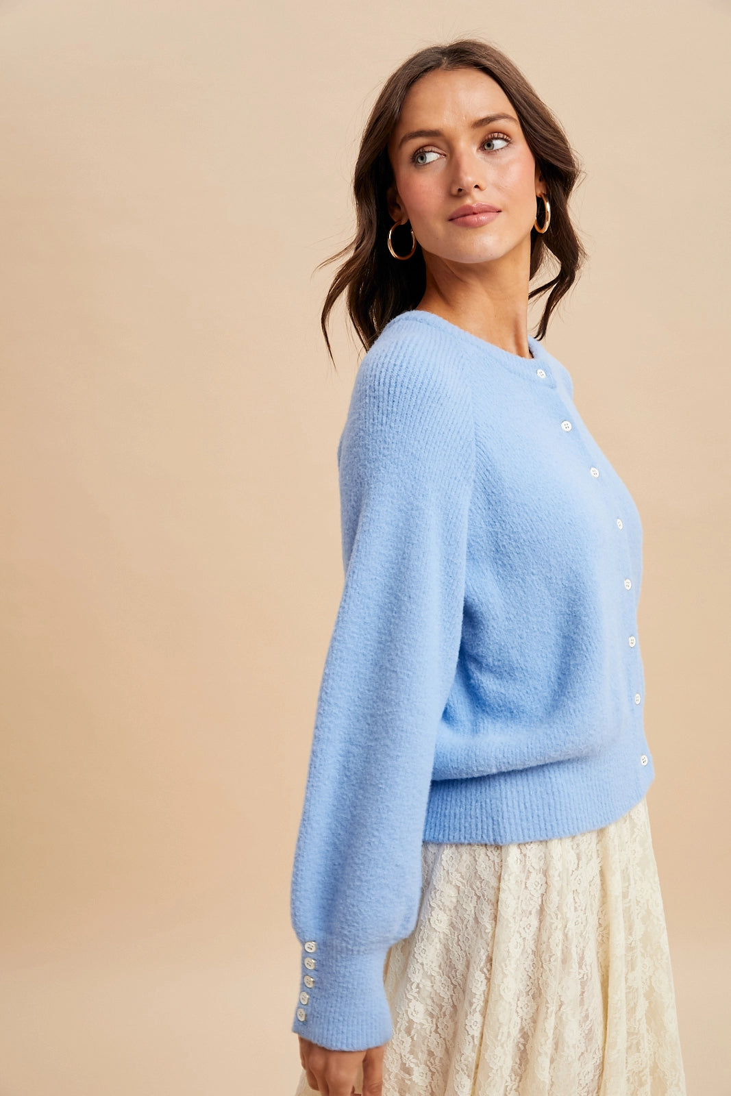 Fuzzy Ribbed Knitted Cardigan
