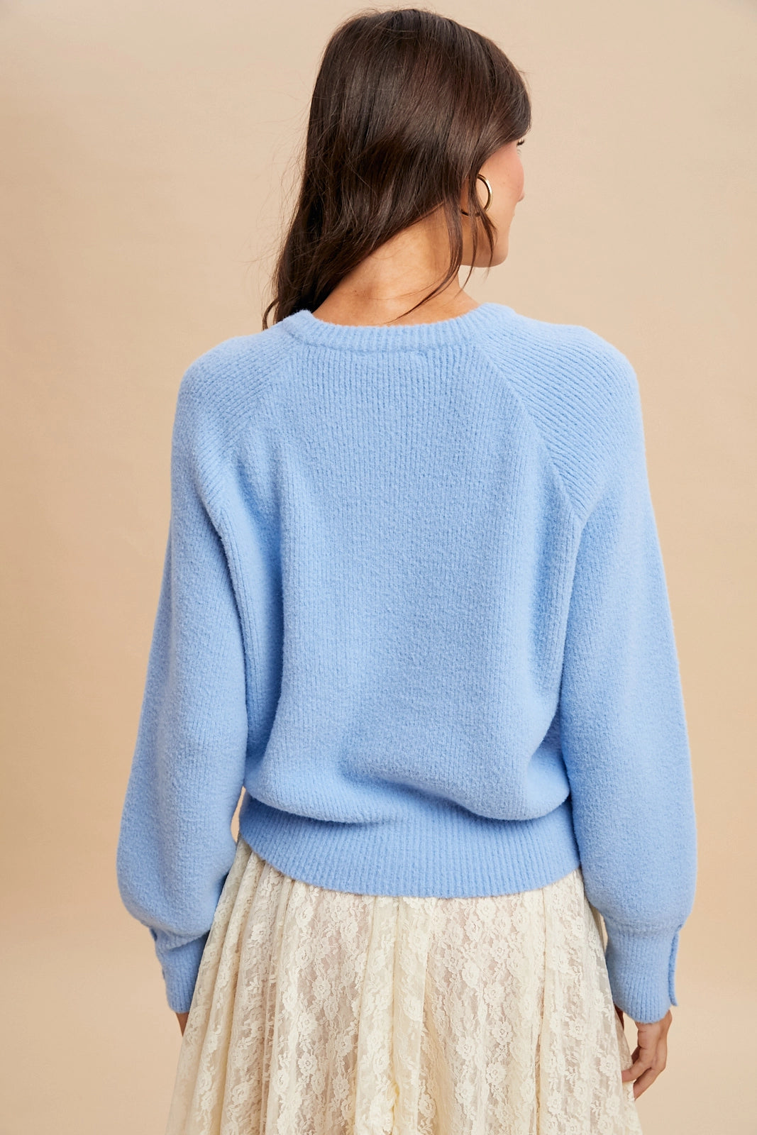 Fuzzy Ribbed Knitted Cardigan